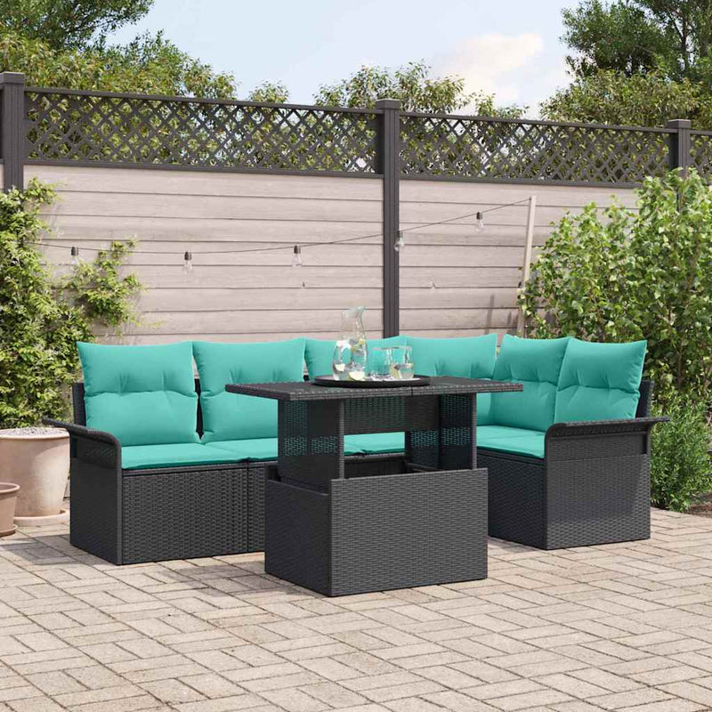 Set de canapele pentru grădină 6 buc. Negru