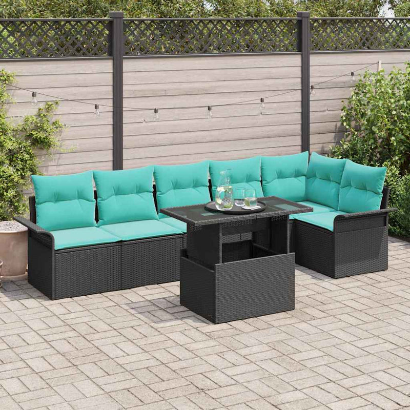 Set de canapele pentru grădină 7 buc. Negru