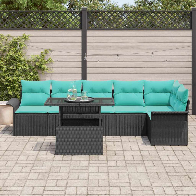 Set de canapele pentru grădină 7 buc. Negru