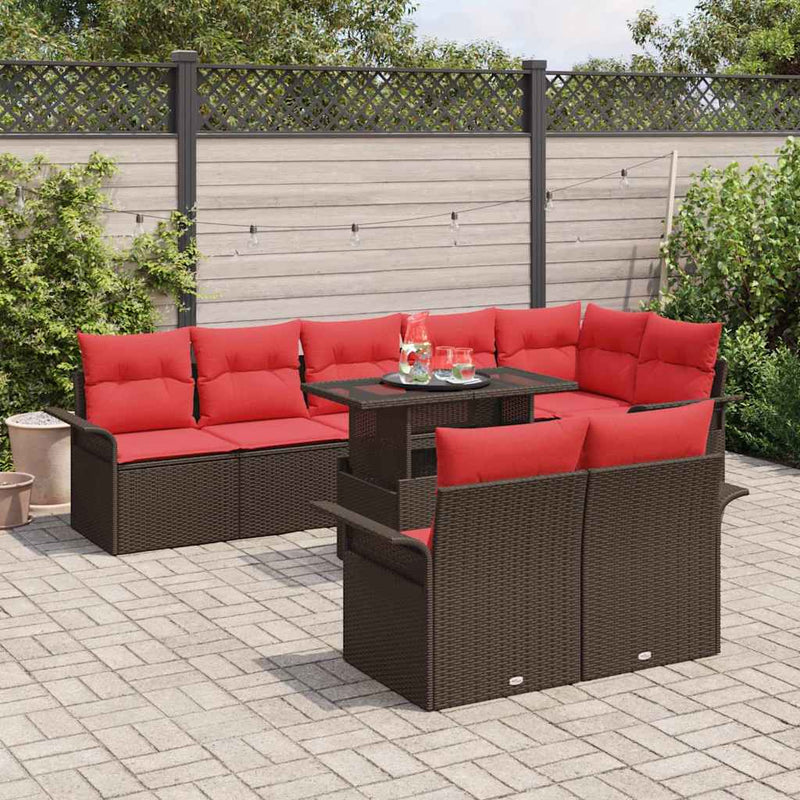Set de canapele pentru grădină 9 buc. 8-Număr de locuri Maro