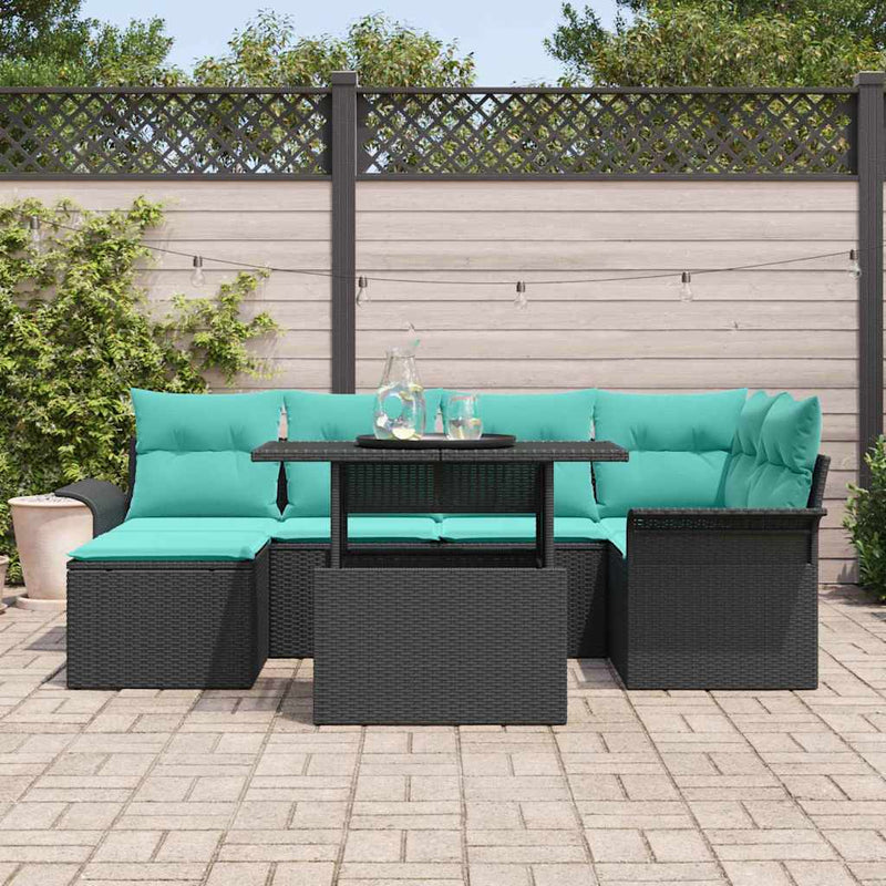 Set de canapele pentru grădină 7 buc. Negru