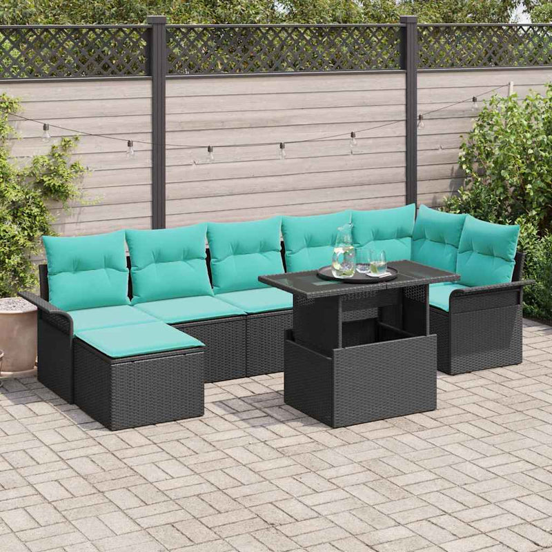 Set de canapele pentru grădină 8 buc. Negru