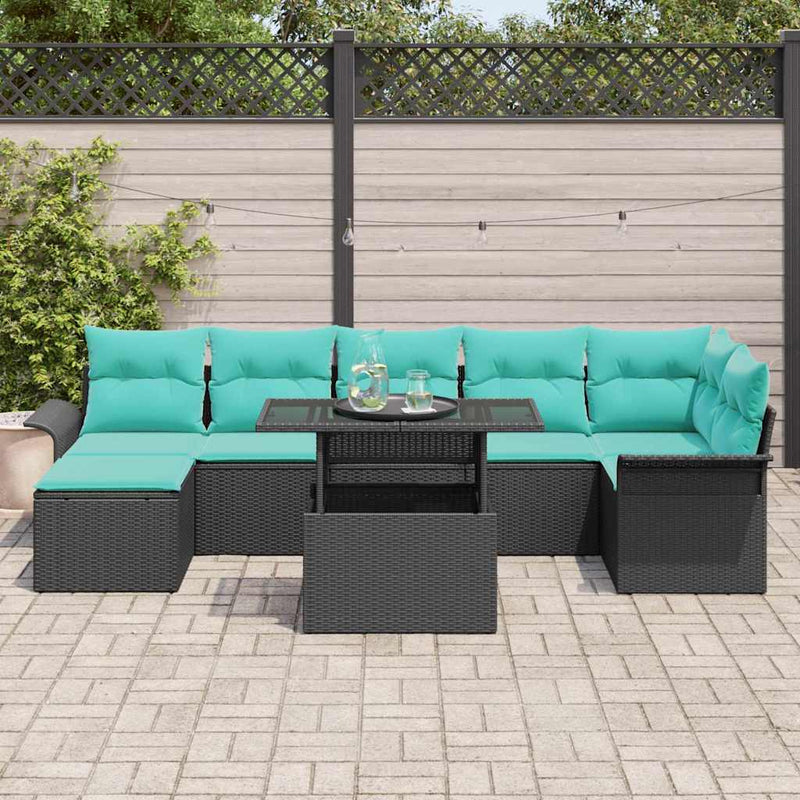 Set de canapele pentru grădină 8 buc. Negru