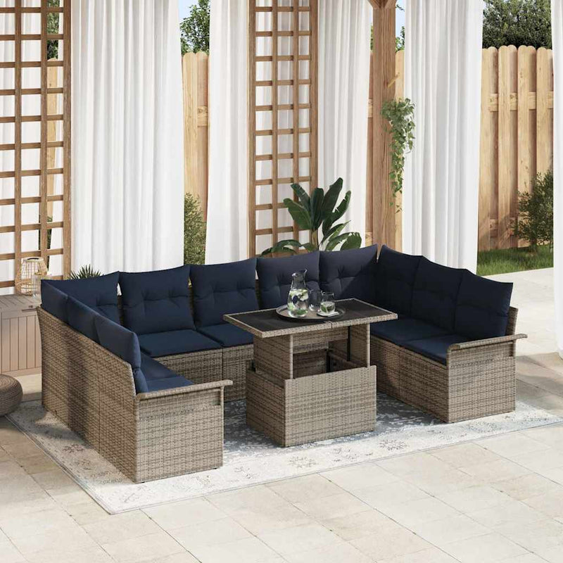 Set de canapele pentru grădină 10 buc. Gri Poli Rattan