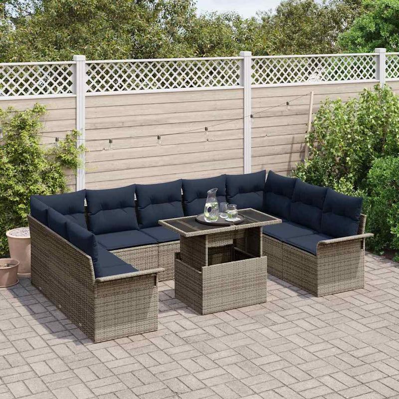 Set de canapele pentru grădină 10 buc. Gri Poli Rattan