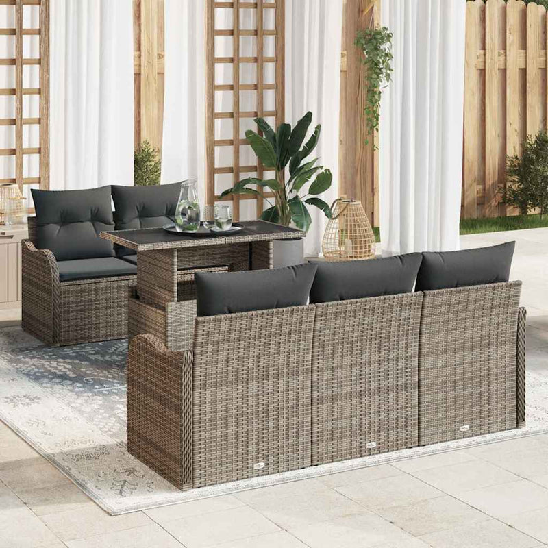 Set de canapele pentru grădină 6 buc. Gri Poli Rattan
