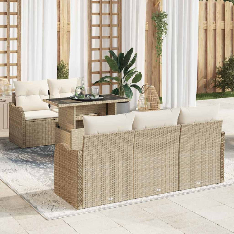 Set de canapele pentru grădină 6 buc. Bej Poli Rattan