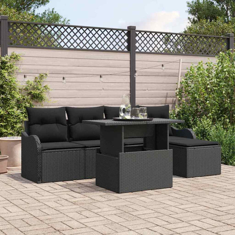 Set de canapele pentru grădină 6 buc. Negru