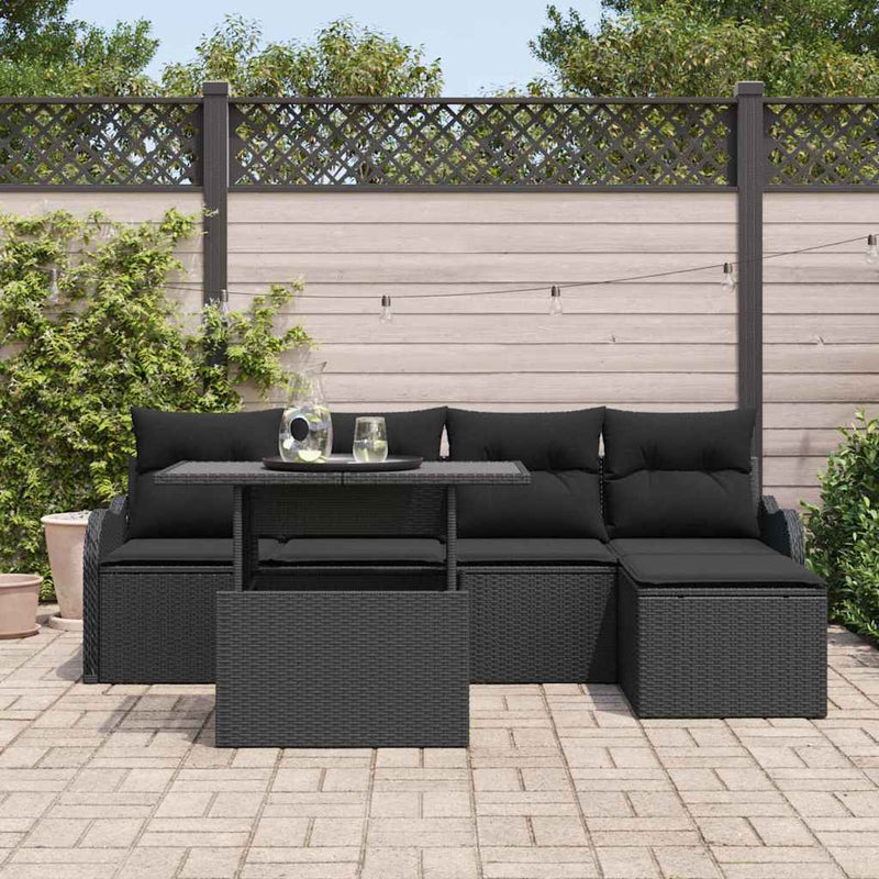 Set de canapele pentru grădină 6 buc. Negru