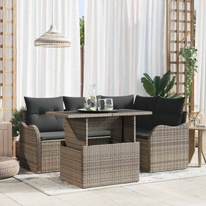 Set de canapele pentru grădină 5 buc. Gri Poli Rattan