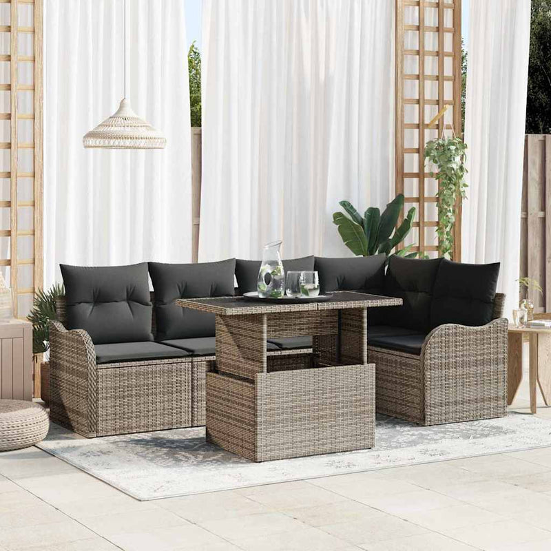 Set de canapele pentru grădină 6 buc. Gri Poli Rattan