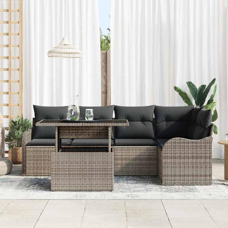 Set de canapele pentru grădină 6 buc. Gri Poli Rattan