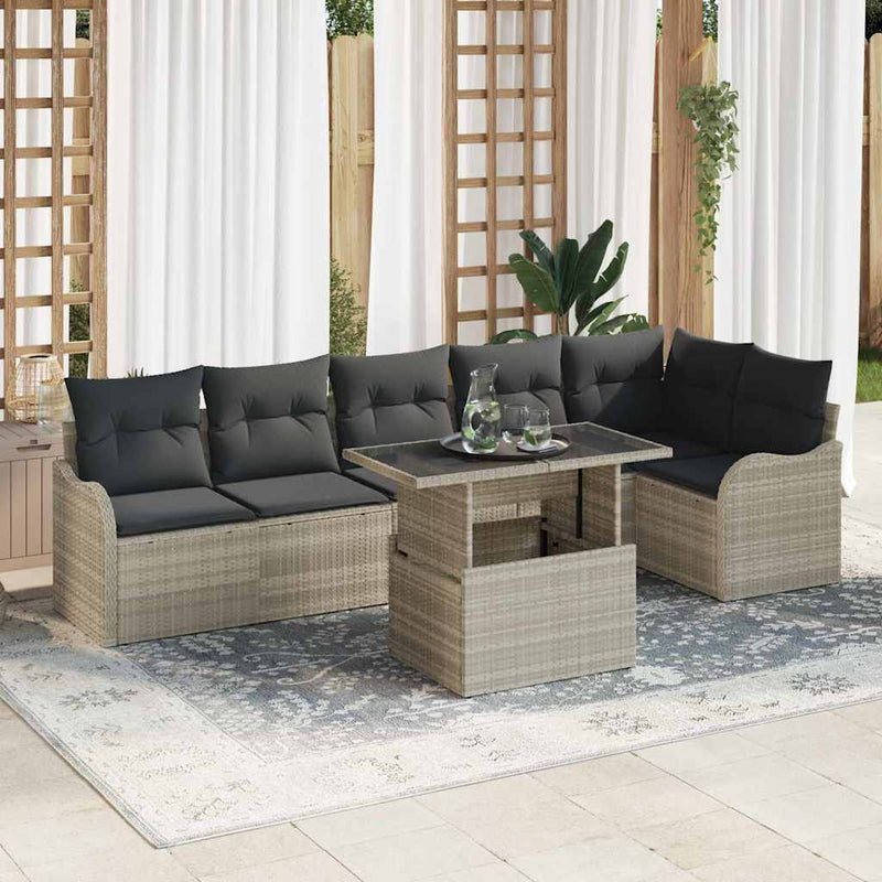 Set de canapele pentru grădină 7 buc. Gri deschis Poli Rattan