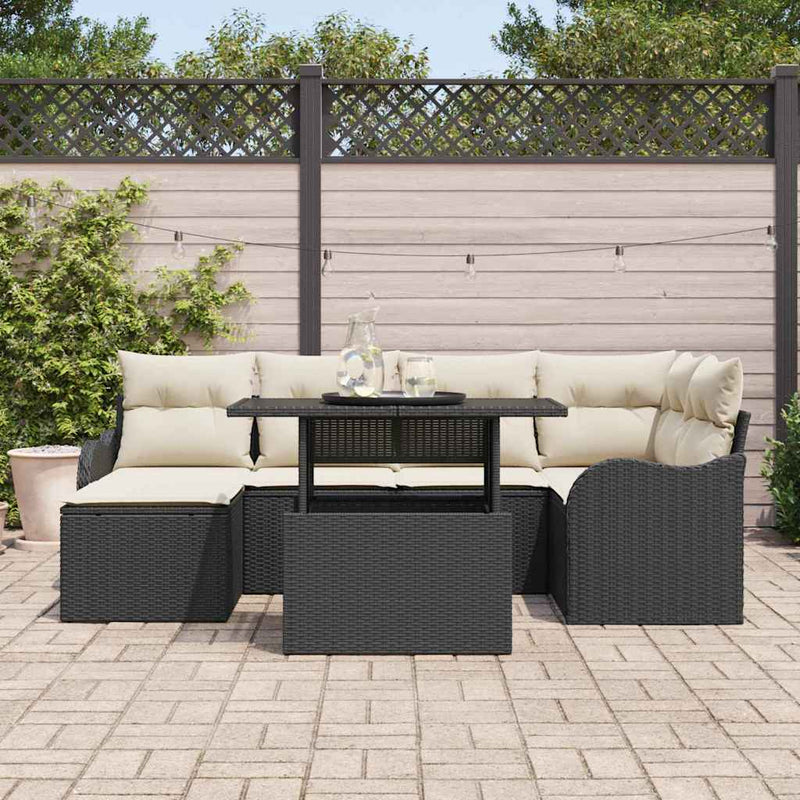 Set de canapele pentru grădină 7 buc. Negru