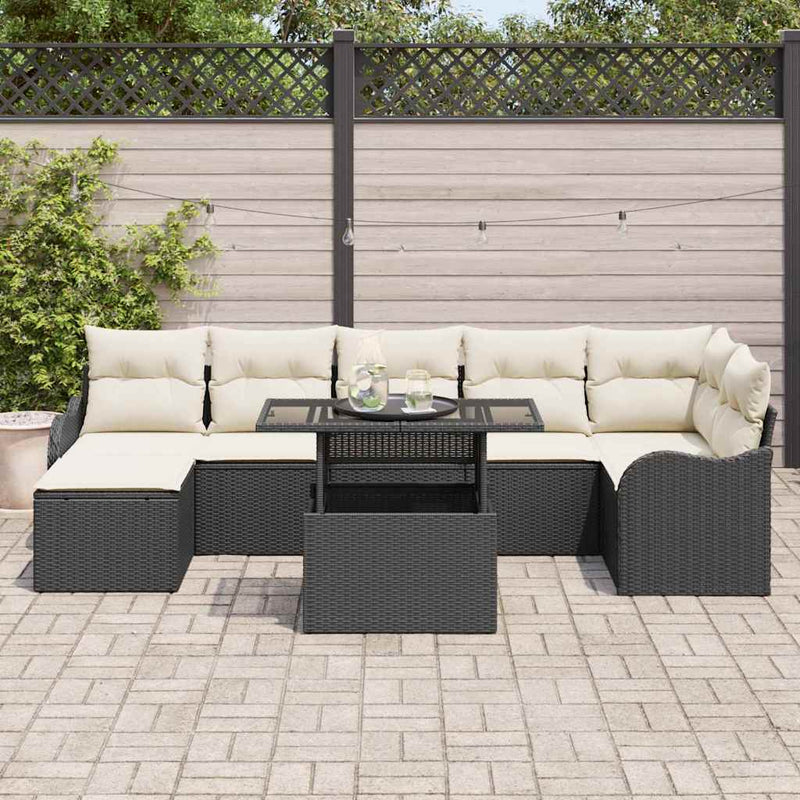 Set de canapele pentru grădină 8 buc. Negru