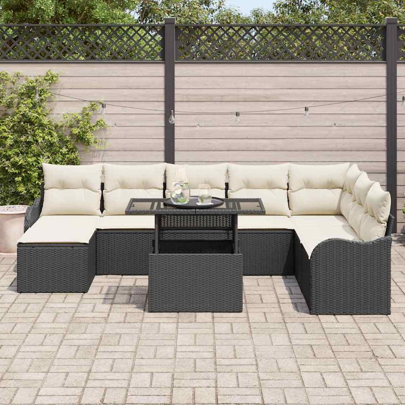 Set de canapele pentru grădină 9 buc. Negru