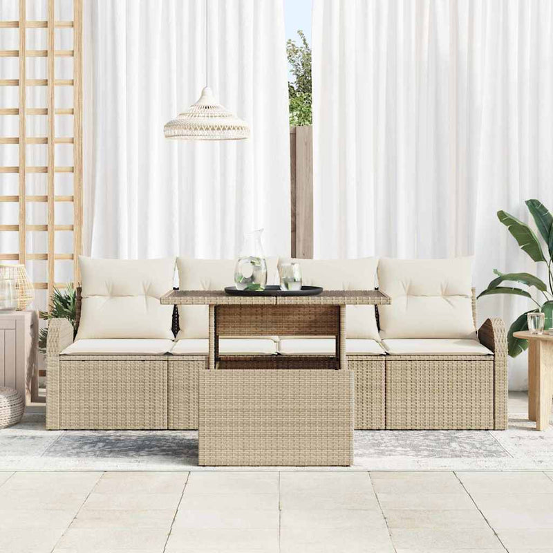 Set de canapele pentru grădină 5 buc. Bej Poli Rattan