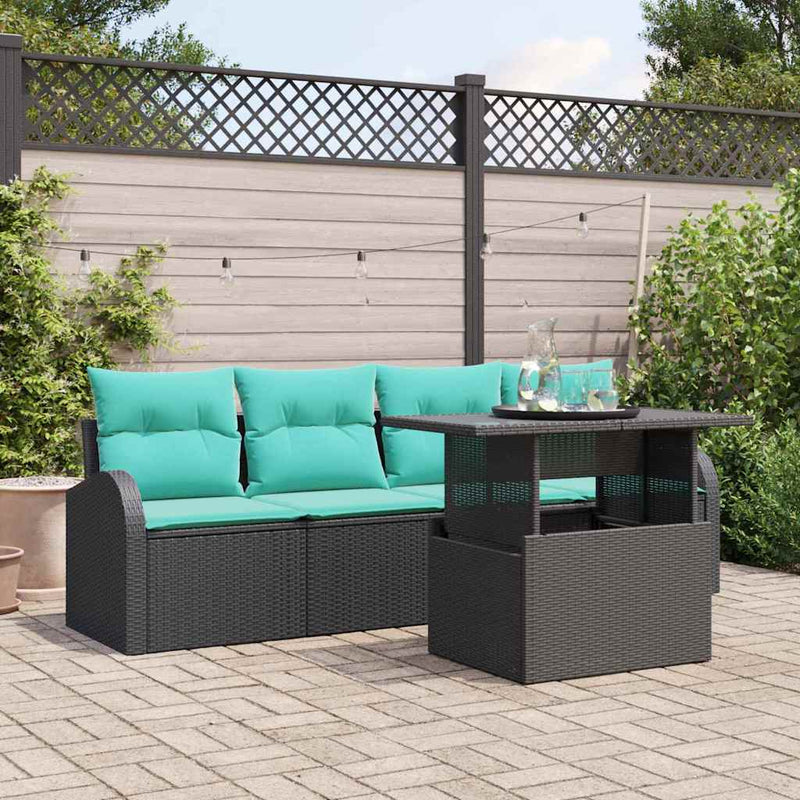 Set de canapele pentru grădină 5 buc. Negru Poli Rattan