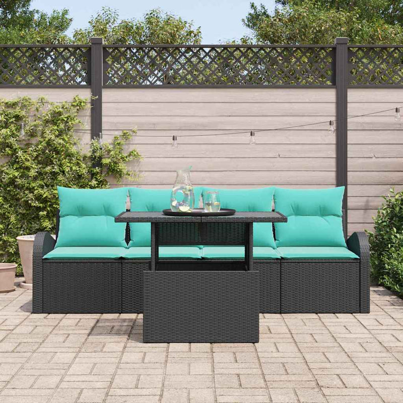Set de canapele pentru grădină 5 buc. Negru Poli Rattan