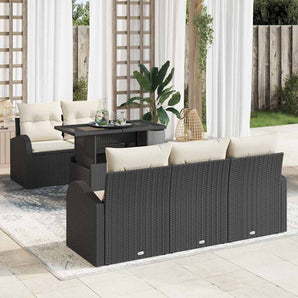 Set de canapele pentru grădină 6 buc. Negru Poli Rattan