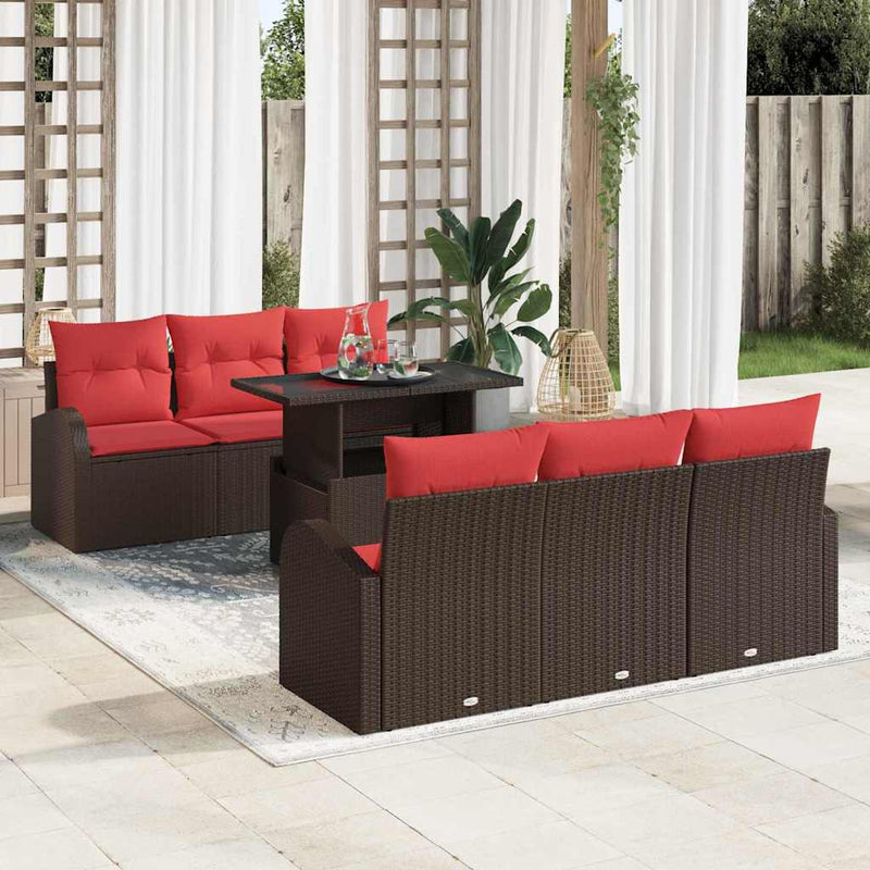 Set de canapele pentru grădină 7 buc. Maro Poli Rattan