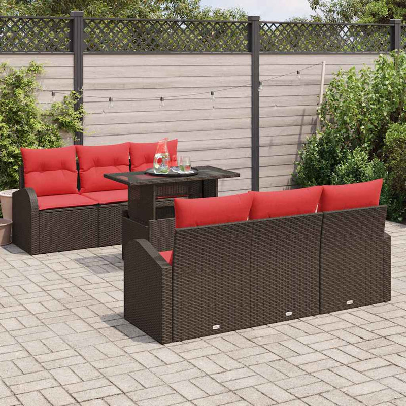 Set de canapele pentru grădină 7 buc. Maro Poli Rattan