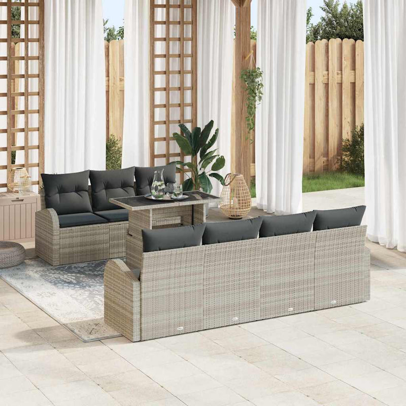 Set de canapele pentru grădină 8 buc. Gri deschis Poli Rattan