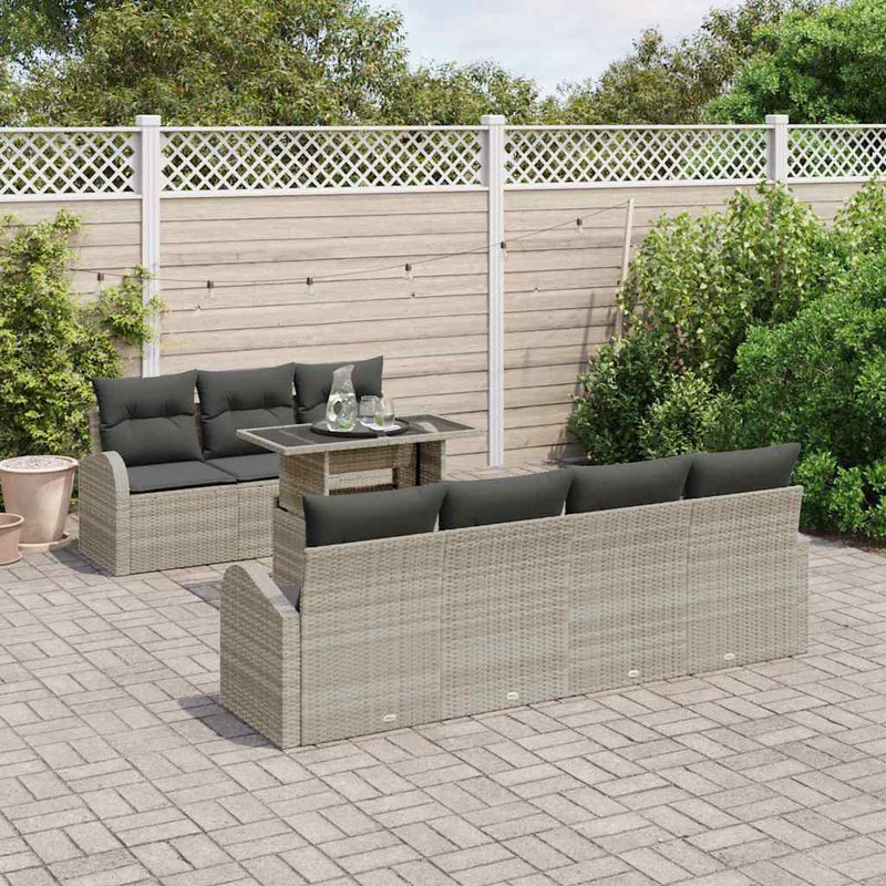 Set de canapele pentru grădină 8 buc. Gri deschis Poli Rattan