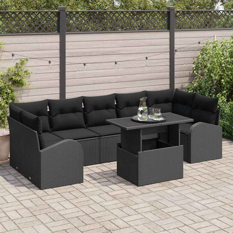 Set de canapele pentru grădină 8 buc. Negru Poli Rattan