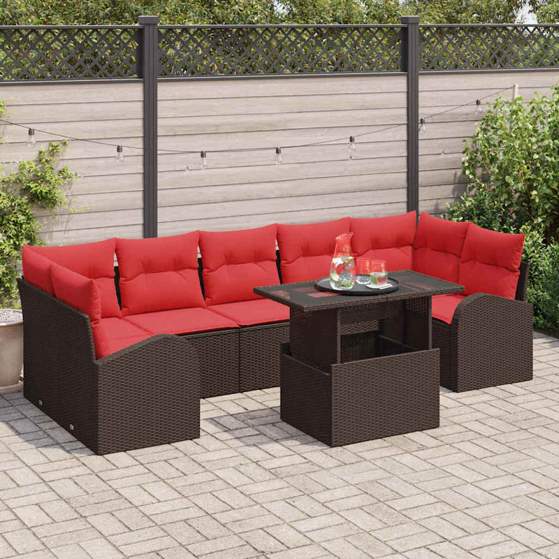 Set de canapele pentru grădină 8 buc. Maro Poli Rattan