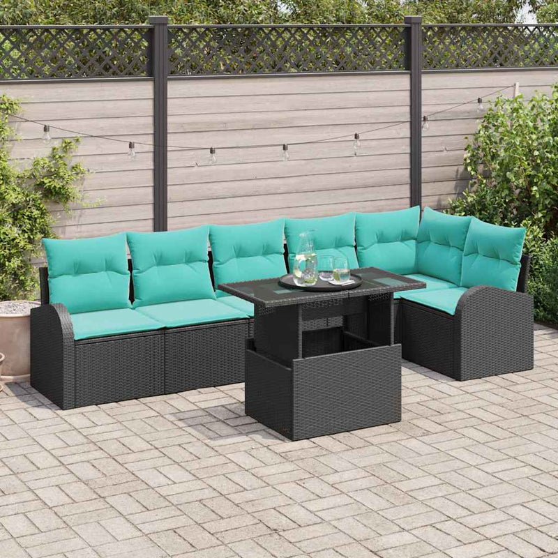 Set de canapele pentru grădină 7 buc. Negru Rattan poli