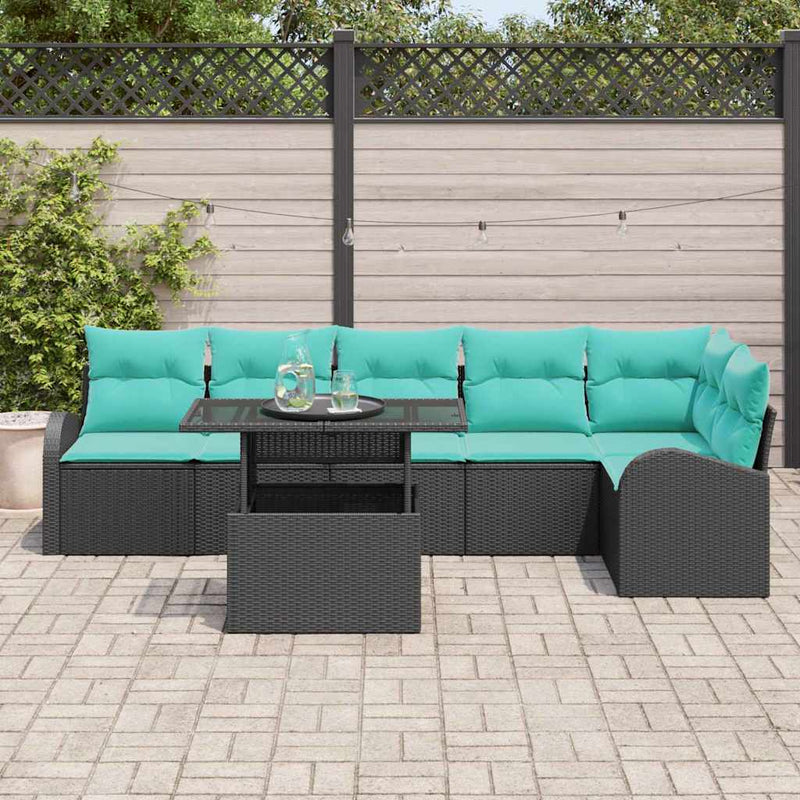 Set de canapele pentru grădină 7 buc. Negru Rattan poli