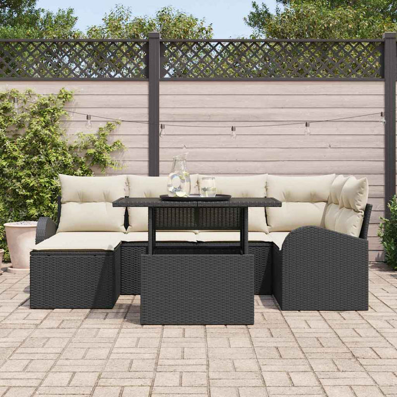 Set de canapele pentru grădină 7 buc. Negru Rattan poli