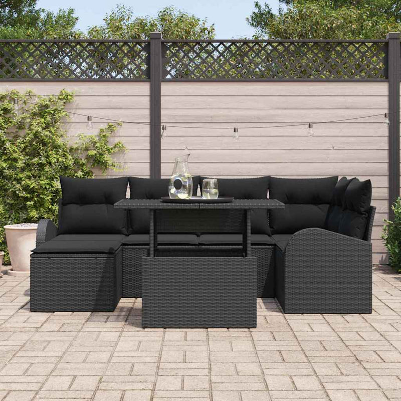 Set de canapele pentru grădină 7 buc. Negru Rattan poli