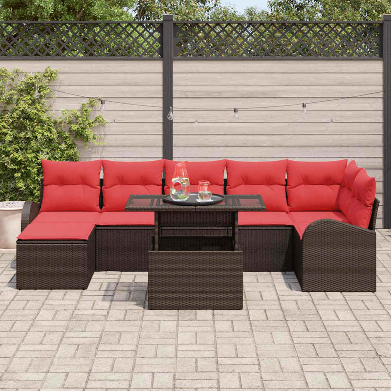 Set de canapele pentru grădină 8 buc. Maro Rattan poli