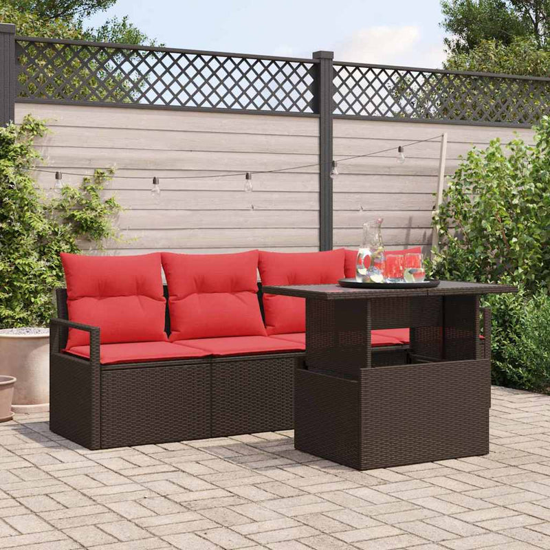 Set de canapele pentru grădină 5 buc. Maro Rattan poli