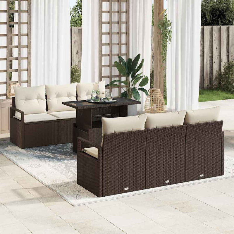 Set de canapele pentru grădină 7 buc. Maro Rattan poli