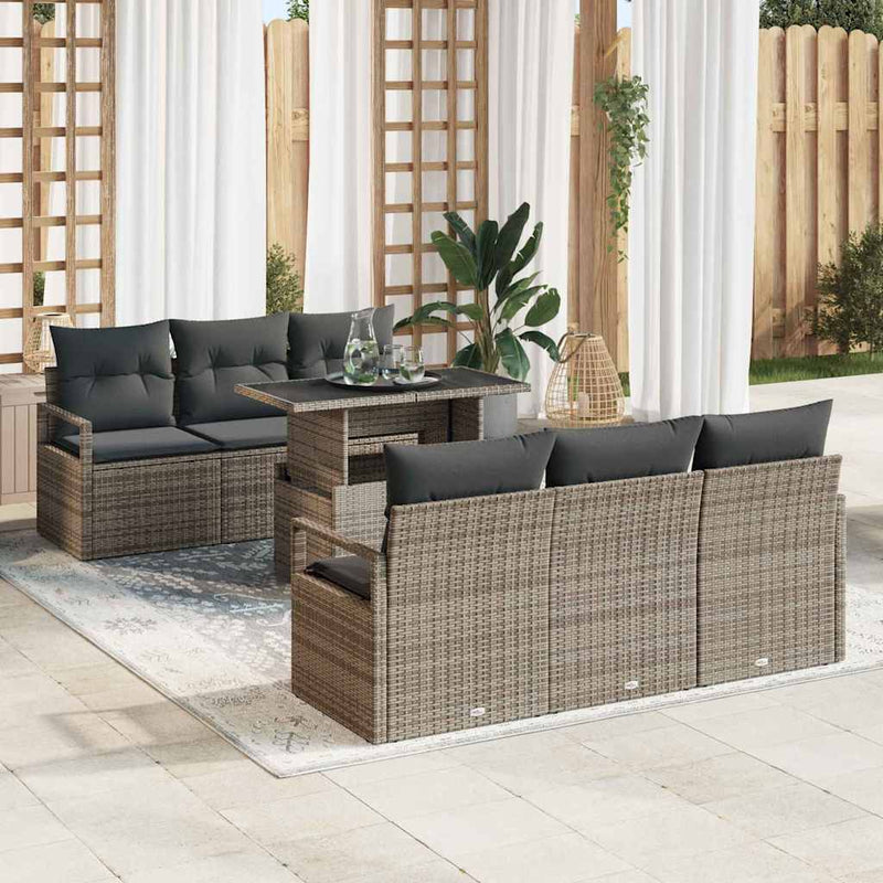 Set de canapele pentru grădină 7 buc. Gri Rattan poli