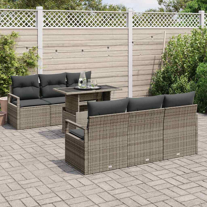 Set de canapele pentru grădină 7 buc. Gri Rattan poli