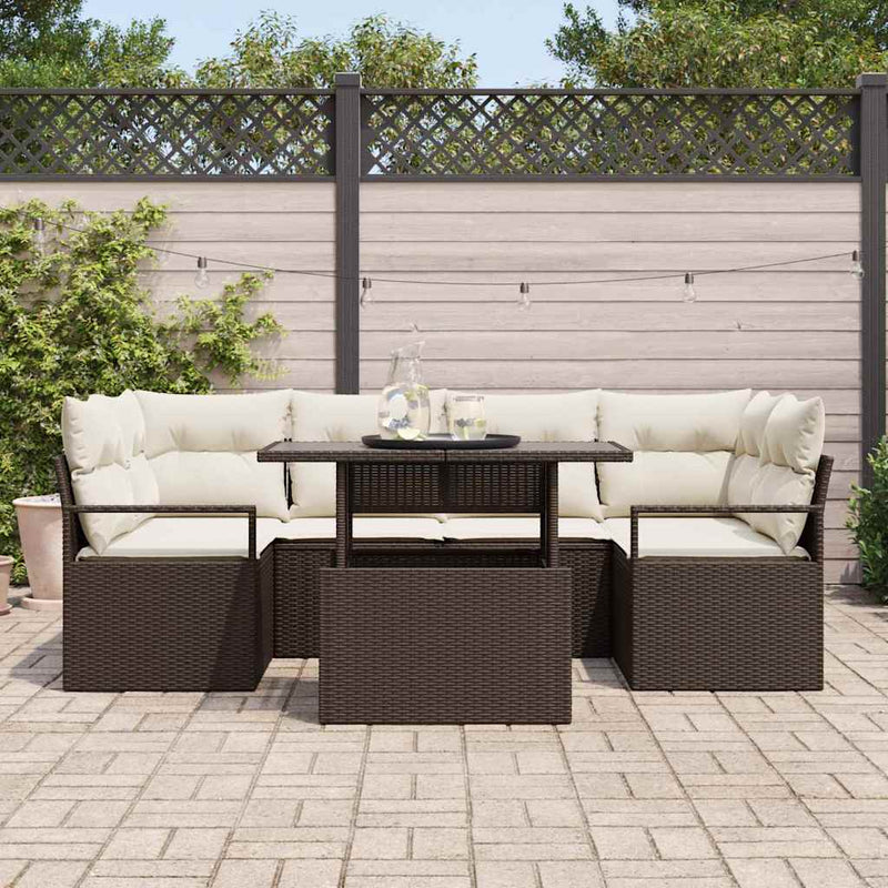 Set de canapele pentru grădină 7 buc. Maro Rattan poli