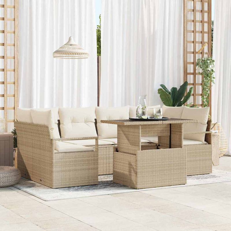 Set de canapele pentru grădină 7 buc. Bej Rattan poli