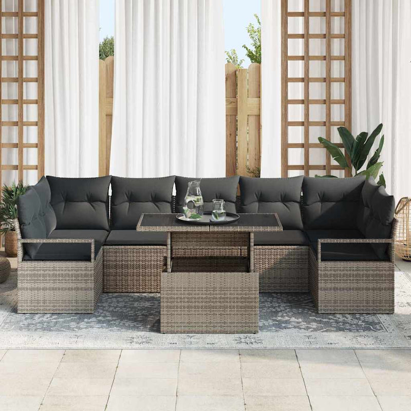 Set de canapele pentru grădină 8 buc. Gri Rattan poli