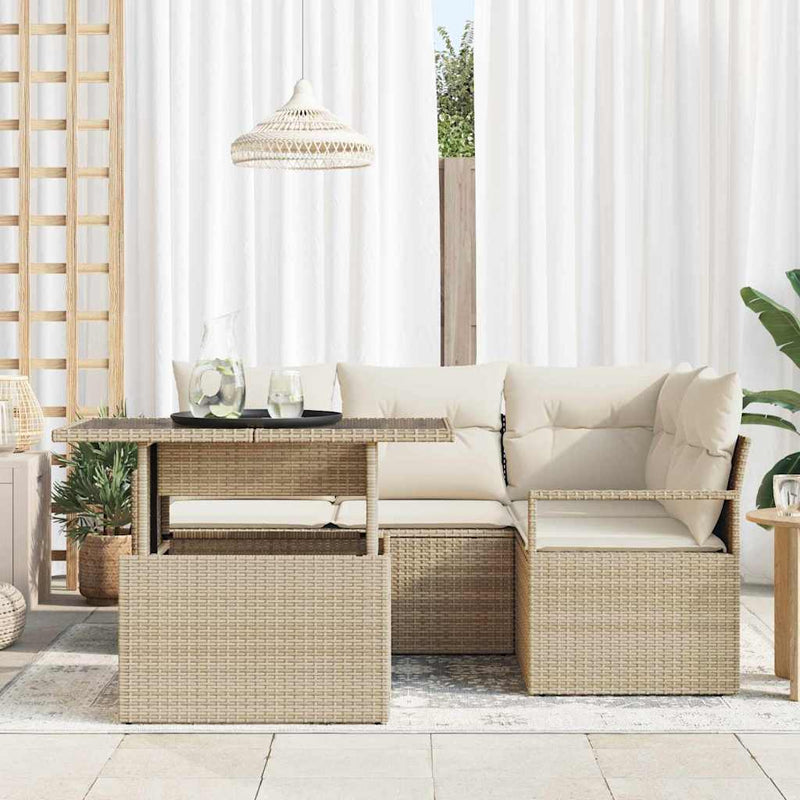 Set de canapele pentru grădină 5 buc. Bej Rattan poli