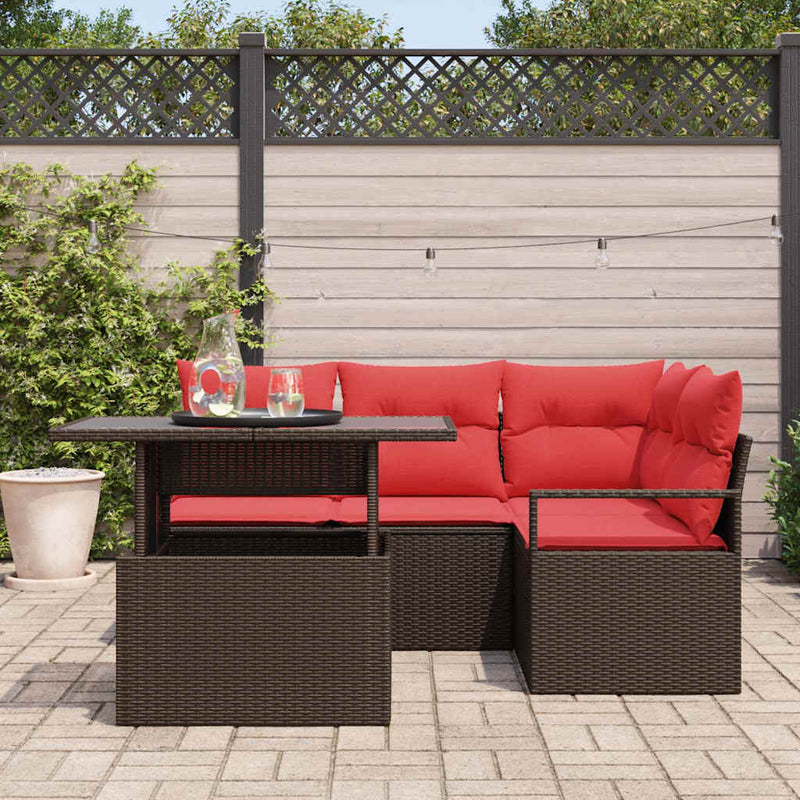 Set de canapele pentru grădină 5 buc. Maro Rattan poli