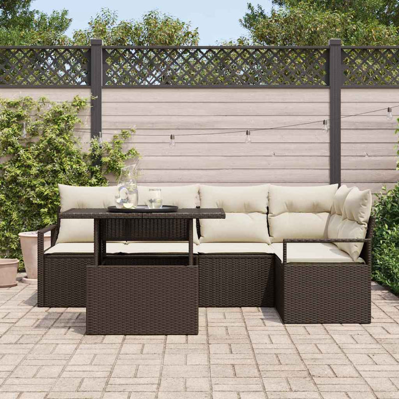 Set de canapele pentru grădină 6 buc. Maro Rattan poli
