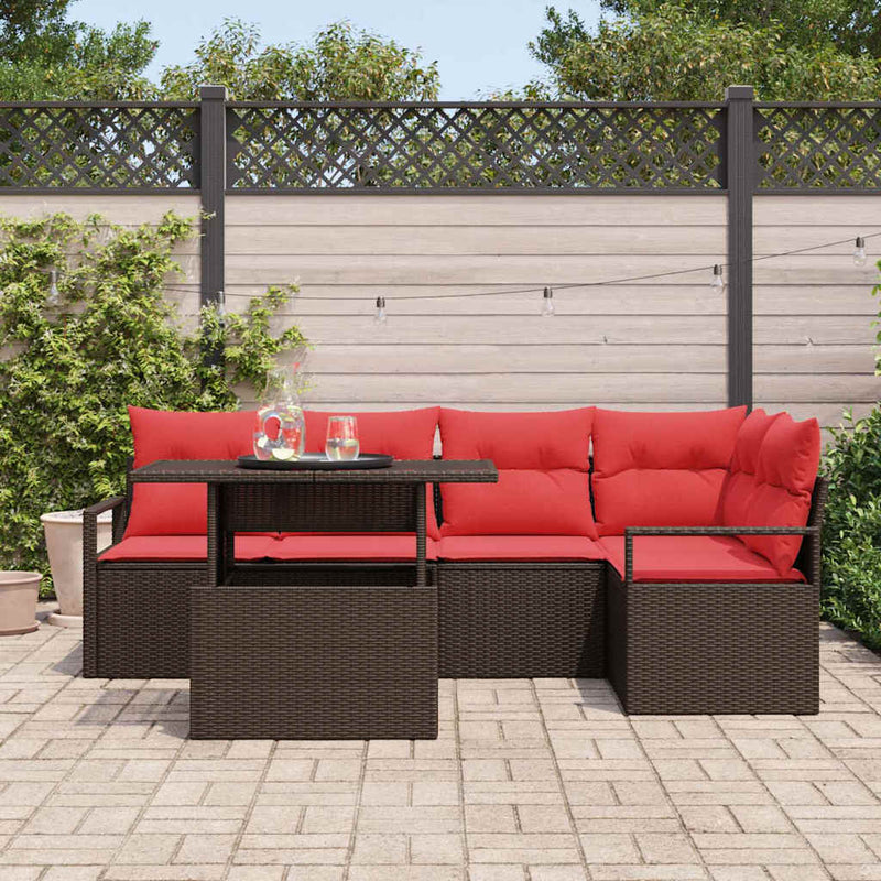 Set de canapele pentru grădină 6 buc. Maro Rattan poli