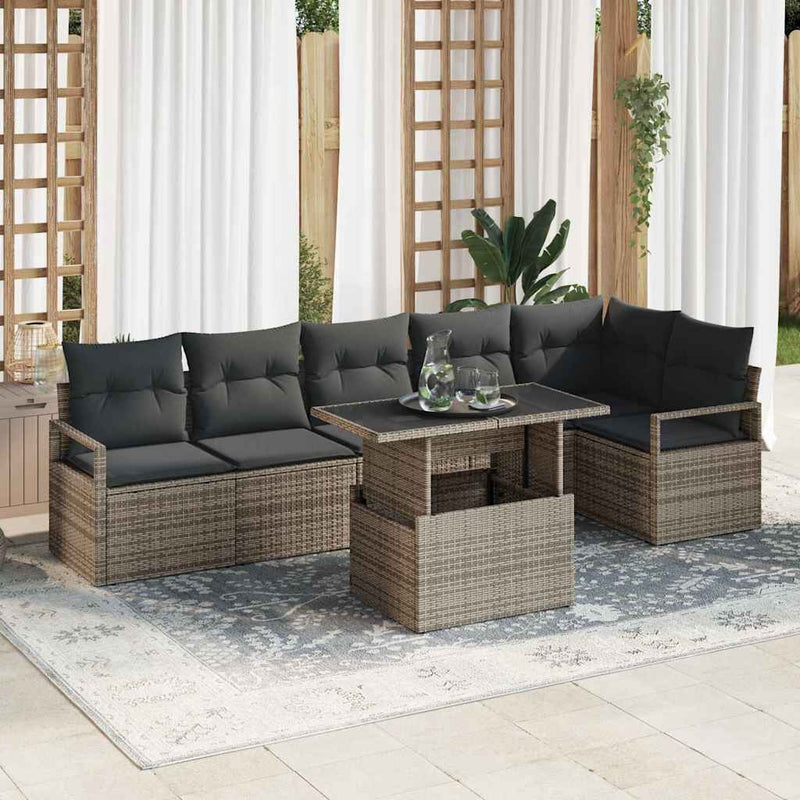Set de canapele pentru grădină 7 buc. Gri Rattan poli