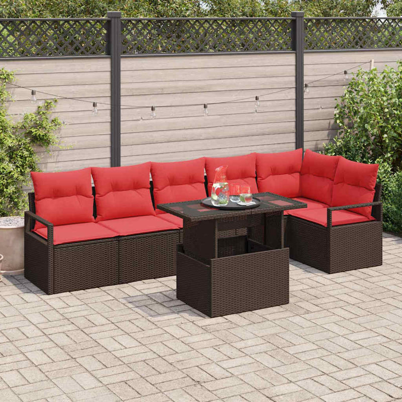 Set de canapele pentru grădină 7 buc. Maro Rattan poli