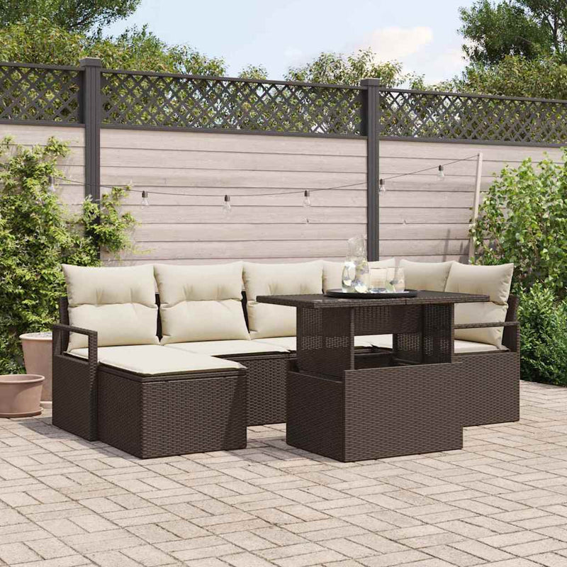 Set de canapele pentru grădină 7 buc. Maro Rattan poli