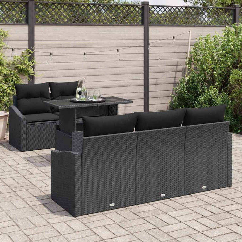 Set de canapele pentru grădină 6 buc. Negru poliratan